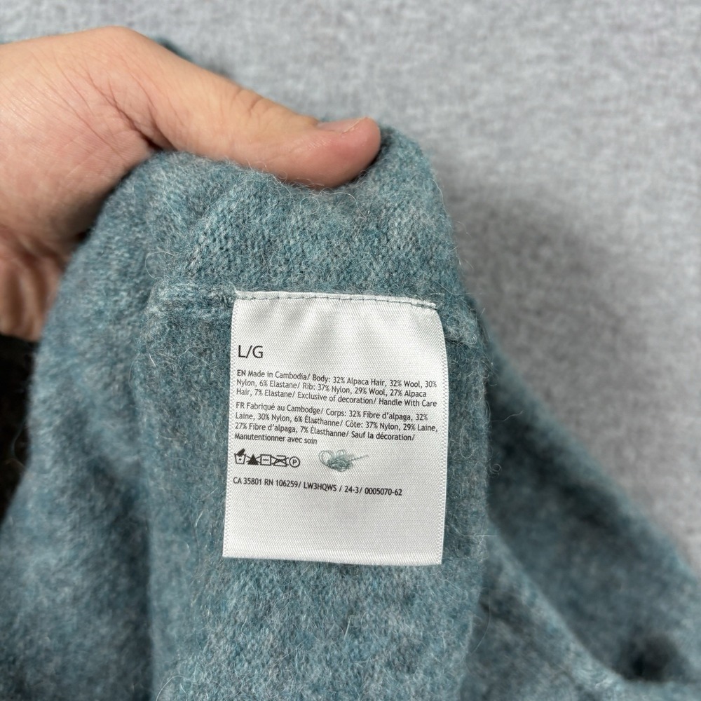 Lululemon Alpaca Wool Blend Cardigan Sweater Large Glacier Lake Teal LW3HQWS - Picture 4 of 6